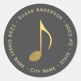 Faux gouden folie achtste noot retour adres label