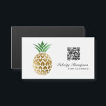 Faux gouden folie ananas QR-code<br><div class="desc">Visitekaartjes met een oogverblindende faux gold glitter ananas.</div>