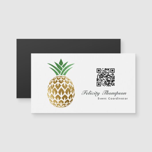 Faux gouden folie ananas QR-code (Voorkant / Achterkant)