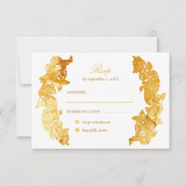 Faux gouden folie barok botanisch RSVP kaartje