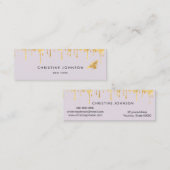 Faux gouden folie bij en honing op lavendel mini visitekaartje (Voorkant / Achterkant)