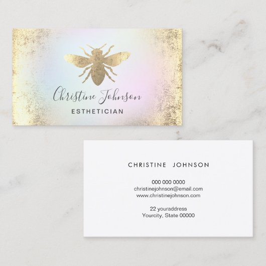 FAUX gouden folie bij logo op pastelkleuren Visitekaartje (Voorkant / Achterkant)