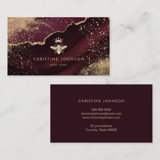 Faux gouden folie bij op Bourgogne Visitekaartje (Voorkant / Achterkant)