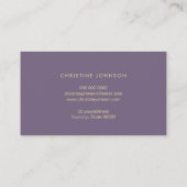 Faux gouden folie bij op paarse visitekaartje (Achterkant)