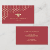 Faux gouden folie bij op rood visitekaartje (Voorkant / Achterkant)