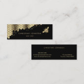 Faux gouden folie bij op zwarte achtergrond mini visitekaartje (Voorkant / Achterkant)