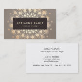 Faux gouden folie cirkels interieur designer Taupe Visitekaartje (Voorkant / Achterkant)