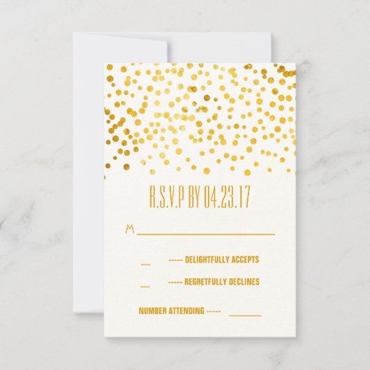 faux gouden folie confetti bruiloft RSVP kaarten Kaartje (Voorkant)