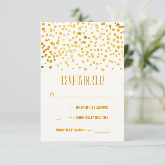 faux gouden folie confetti bruiloft RSVP kaarten Kaartje (Staand voorkant)