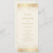 Faux Gouden Folie Confetti Stippen Ivoor Bruiloft Programmakaart (Voorkant / Achterkant)