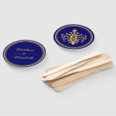 Faux Gouden Folie Damask Royal Blue Bruiloft Handwaaier (Niet-gemonteerd)