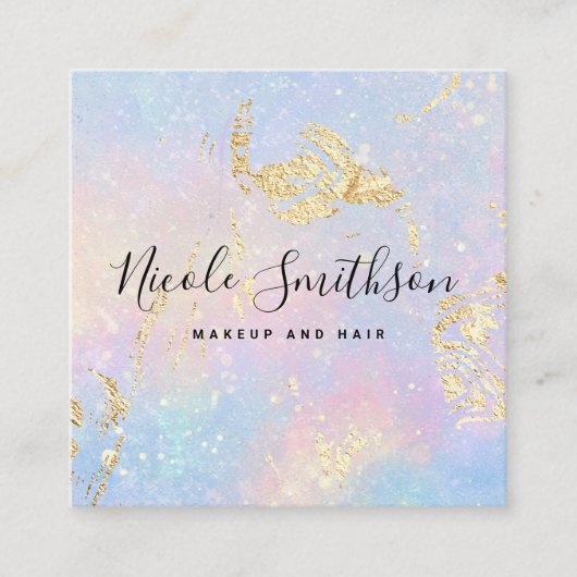 FAUX gouden folie details pastelkleuren Vierkante Visitekaartje (Voorkant)