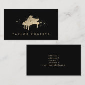 Faux gouden folie en glitterpiano visitekaartje (Voorkant / Achterkant)