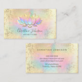 ・faux gouden folie en pastelkleuren lotus visitekaartje (Voorkant / Achterkant)