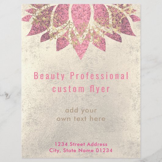 FAUX gouden folie en roze lotusskincare Flyer (Voorkant)