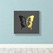 Faux gouden folie en zwarte vlinder canvas afdruk (Insitu (Houten vloer))