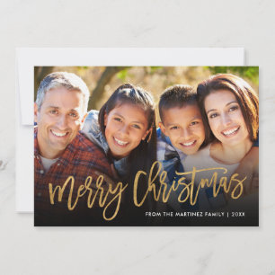 Faux gouden folie foto overlay Merry Christmas Fla Feestdagenkaart