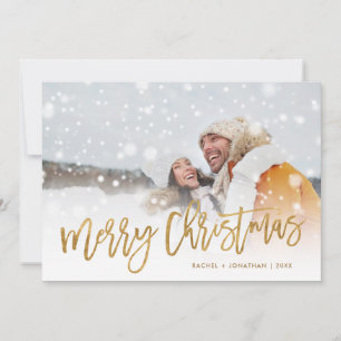 Faux gouden folie foto overlay Merry Christmas Fla Feestdagenkaart