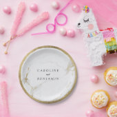 Faux gouden folie grens marmer luxe moderne bruilo papieren bordje (Feest)