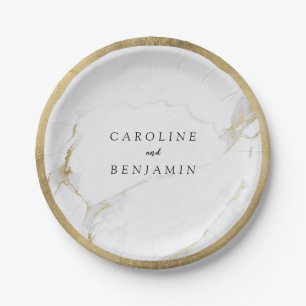 Faux gouden folie grens marmer luxe moderne bruilo papieren bordje