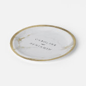 Faux gouden folie grens marmer luxe moderne bruilo papieren bordje (Gekanteld)