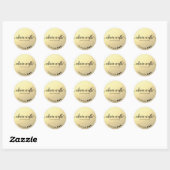 Faux Gouden Folie Handgeschreven Script Social Med Ronde Sticker (Vel)