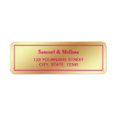 Faux Gouden Folie Heet Roze Bruiloft Etiket (Voorkant)