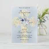 faux gouden folie Heilig Kruis katholiek Doopsel Kaart (Staand voorkant)