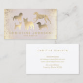 Faux gouden folie honden silhouetten visitekaartje (Voorkant / Achterkant)