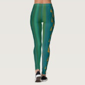 Faux Gouden Folie Kerstbomen w / Groene Strepen Leggings (Achterkant)