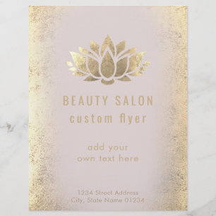 ・FAUX gouden folie lotus flower schoonheidssalon Flyer