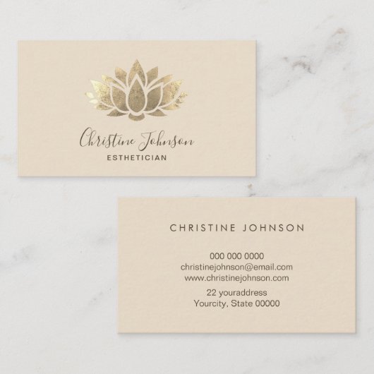 Faux gouden folie Lotus logo op ivoor visitekaartj Visitekaartje (Voorkant / Achterkant)