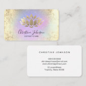 Faux gouden folie Lotus logo op pastel paarse Visitekaartje (Voorkant / Achterkant)