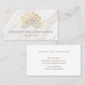 Faux gouden folie Lotus logo op roze marmer Visitekaartje (Voorkant / Achterkant)