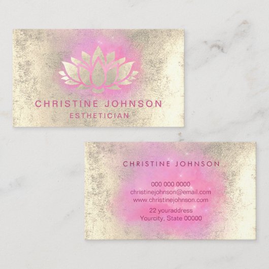Faux gouden folie Lotus ontwerp Visitekaartje (Voorkant / Achterkant)