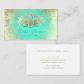 Faux gouden folie lotus op muntgradiënt visitekaartje (Voorkant / Achterkant)