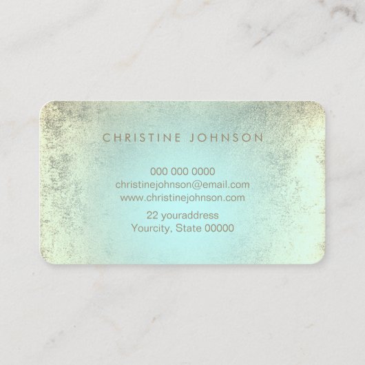 Faux gouden folie lotus op muntgradiënt visitekaartje (Achterkant)