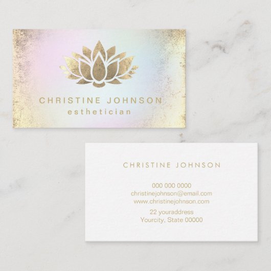 FAUX gouden folie lotus op pastelkleuren Visitekaartje (Voorkant / Achterkant)