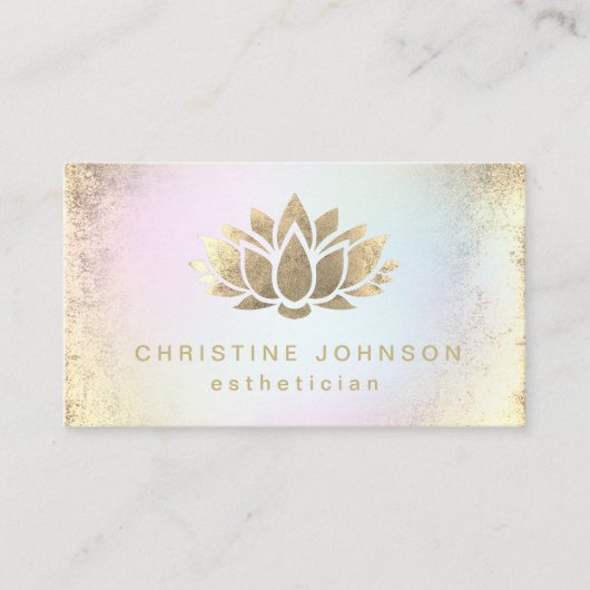FAUX gouden folie lotus op pastelkleuren Visitekaartje (Voorkant)