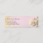 Faux gouden folie lotus op roze gradiënt mini visitekaartje (Achterkant)