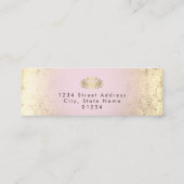 Faux gouden folie lotus op roze gradiënt mini visitekaartje (Achterkant)