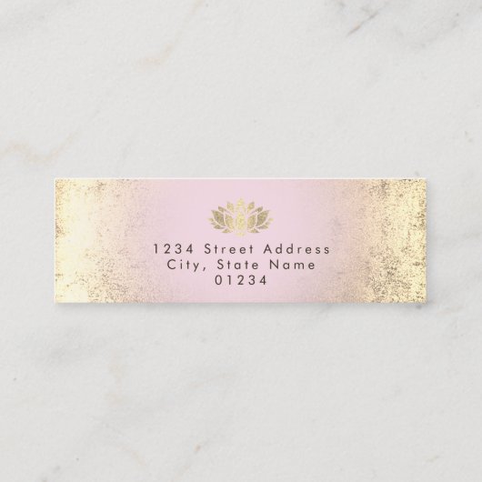 Faux gouden folie lotus op roze gradiënt mini visitekaartje (Achterkant)
