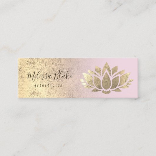 Faux gouden folie lotus op roze gradiënt mini visitekaartje (Voorkant)