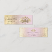 Faux gouden folie lotus op roze gradiënt mini visitekaartje (Voorkant / Achterkant)