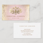 Faux gouden folie lotus op roze gradiënt visitekaartje (Voorkant / Achterkant)