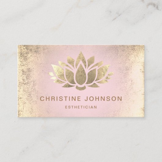 Faux gouden folie lotus op roze gradiënt visitekaartje (Voorkant)