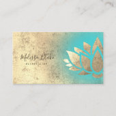 Faux gouden folie lotus op turquoise gradiënt visitekaartje (Voorkant)