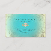 Faux gouden folie lotus op turquoise gradiënt visitekaartje (Achterkant)