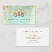 Faux gouden folie lotus op turquoise gradiënt visitekaartje (Voorkant / Achterkant)