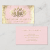 Faux gouden folie lotusbloem op blush roze visitekaartje (Voorkant / Achterkant)